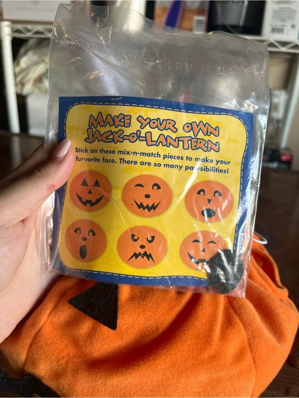 Build-A-Bear Orange Pumpkin Jack-O'-Lantern costume with Hat with Green Leaves